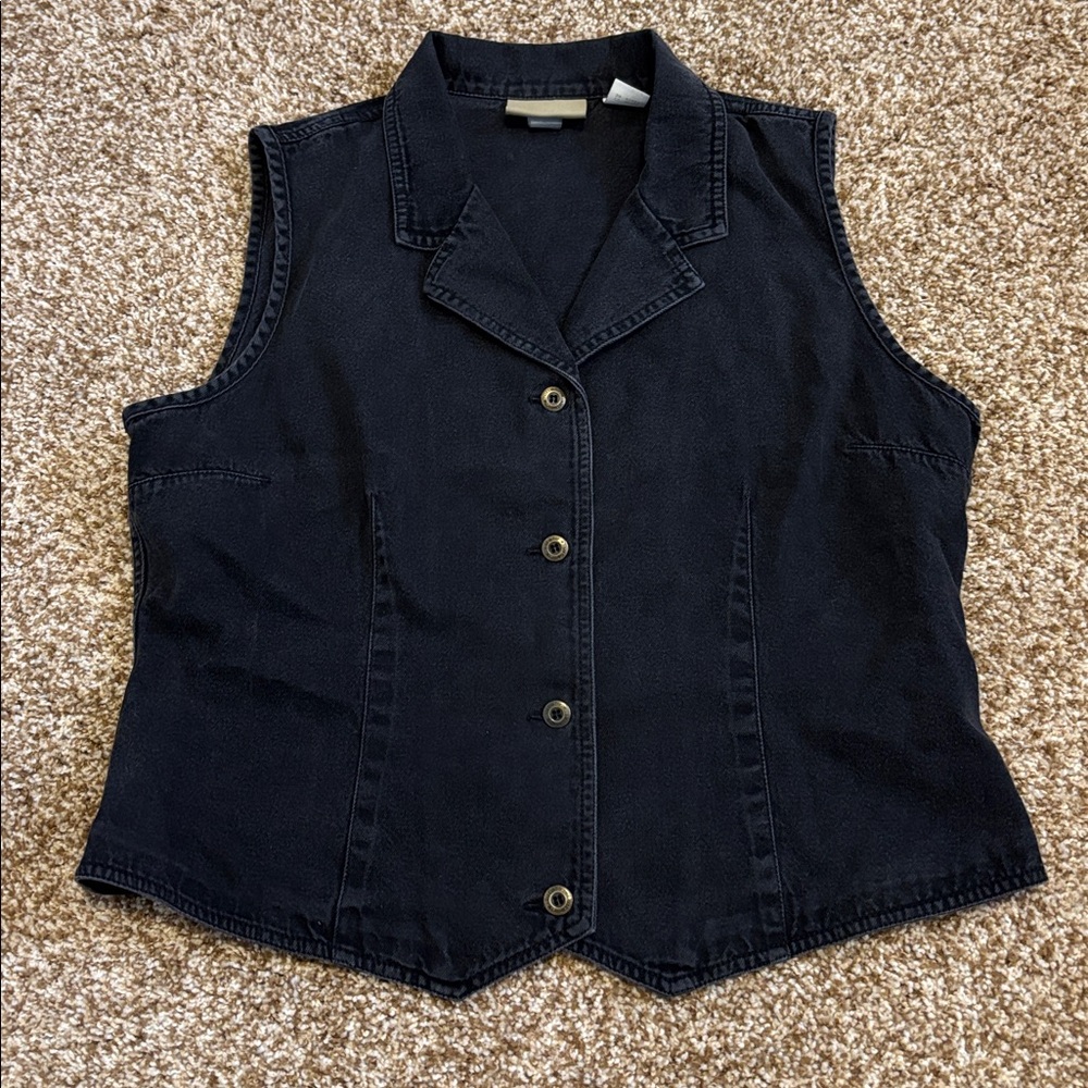 Liz Claiborne || Vintage Black Denim Vest Top Size 12